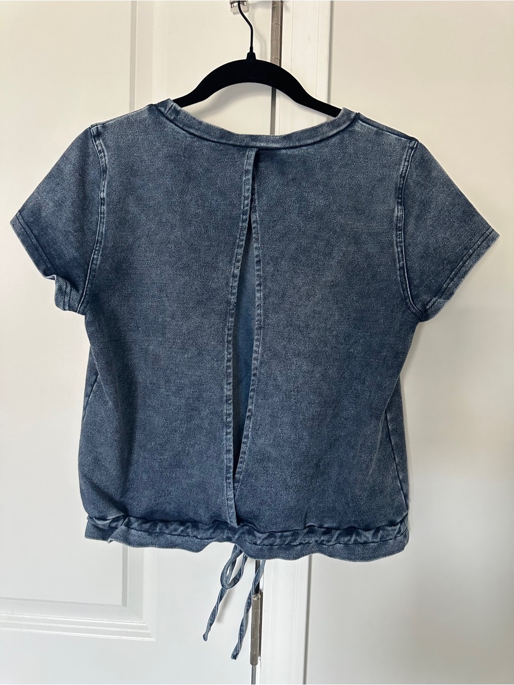 Fashion Nova Acid Wash Crop Top Drawstring Hem Chest Pocket Short Sleeve Tee L